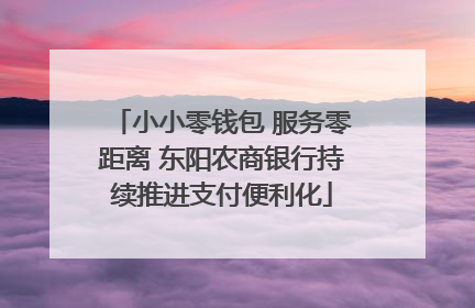 小小零钱包 服务零距离 东阳农商银行持续推进支付便利化